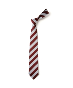 Preston Primary School - Broad Stripe Design Maroon & White Tie BS72, Uniform Items, Ties
